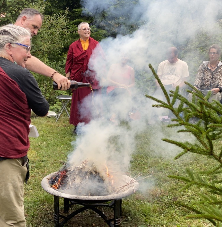 Offering to the puja fire